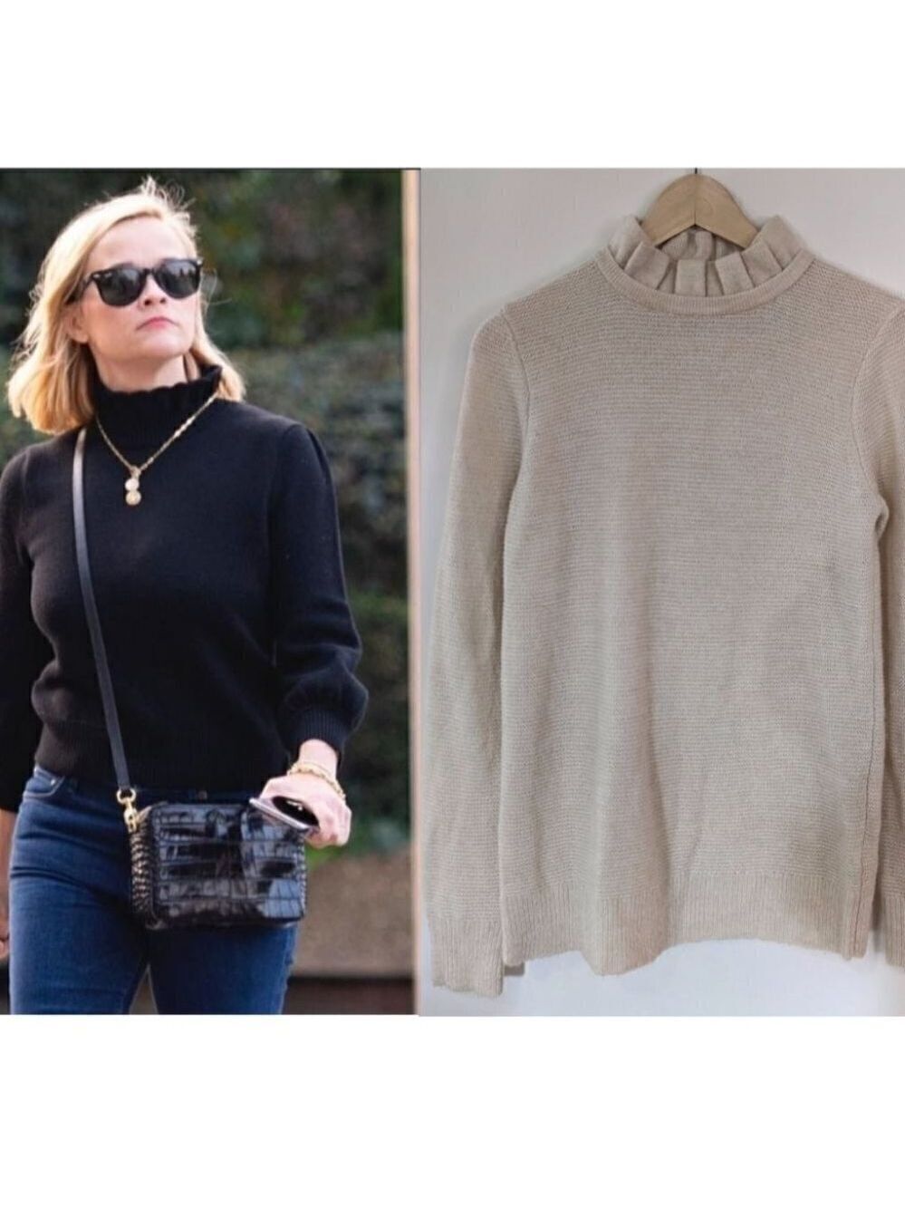 J Crew | Ruffle Neck Sweater in Cream